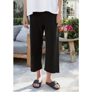 Frank & Eileen Catherine 24 Crop Wide Leg Sweatpants Black Triple Fleece Size XL